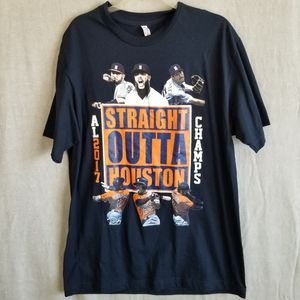 Alstyle Straight Outta Houston Al 2017 Champs Large T‎ Shirt Astros World Series